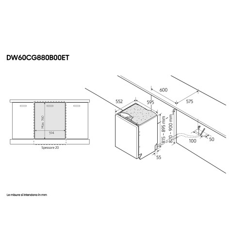 Samsung DW60CG880B00ET Spülmaschine Voll integriert 14 Maßgedecke A