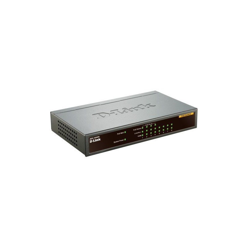 D-Link DES-1008PA network switch Unmanaged Fast Ethernet (10 100) Power over Ethernet (PoE) Black