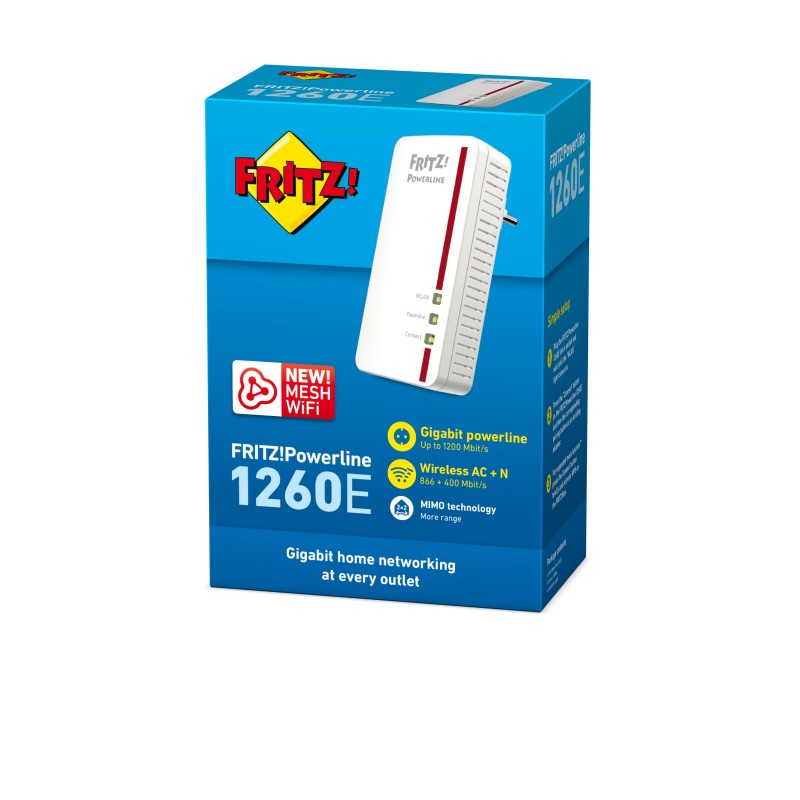 FRITZ!Powerline Powerline 1260E 1200 Mbit s Ethernet LAN Wifi Blanc 1 pièce(s)