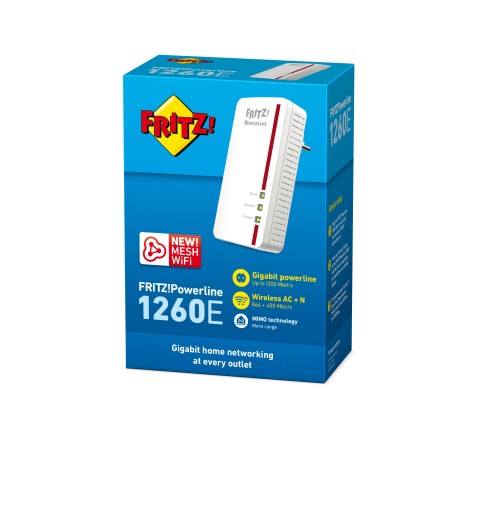 FRITZ!Powerline Powerline 1260E 1200 Mbit s Ethernet LAN Wifi Blanc 1 pièce(s)