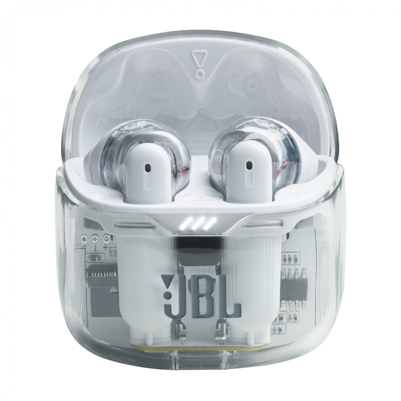 JBL Tune Flex Ghost Edition Casque True Wireless Stereo (TWS) Ecouteurs Appels Musique Bluetooth Translucide, Blanc