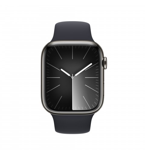 Apple Watch Series 9 GPS + Cellular 45mm Graphite Stainless Steel Case with Midnight Sport Band - M L