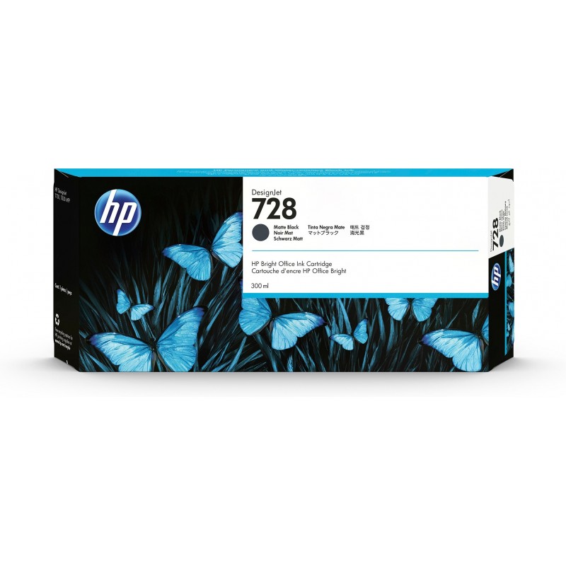 HP 728 Mattschwarz DesignJet Druckerpatrone, 300 ml