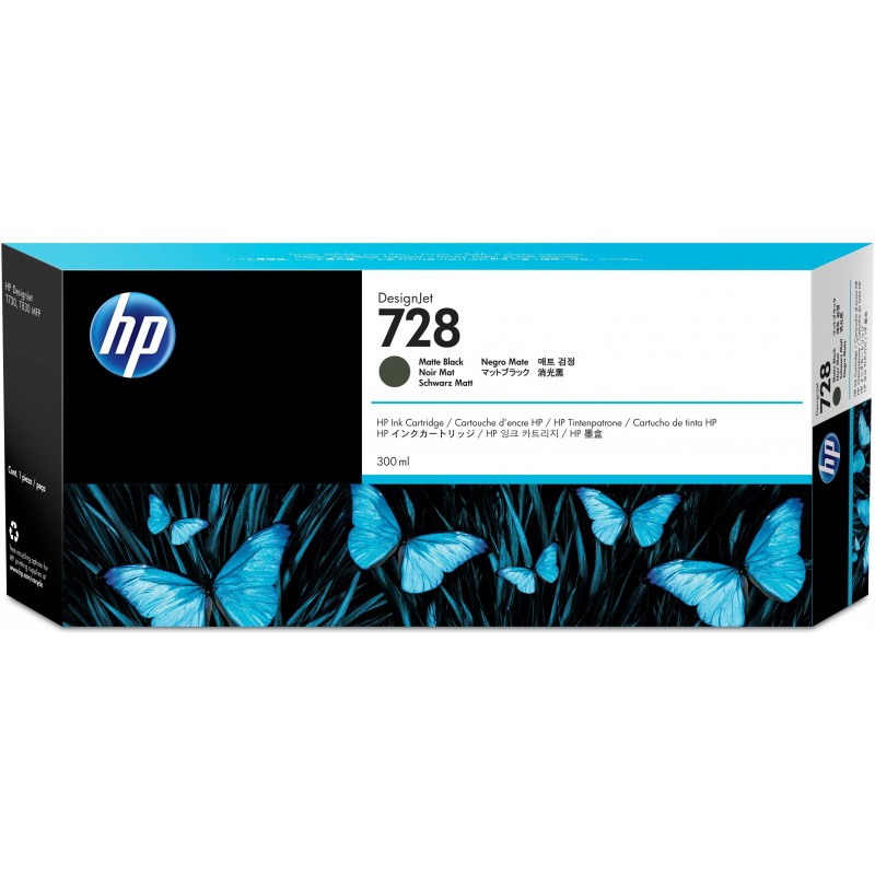 HP 728 Mattschwarz DesignJet Druckerpatrone, 300 ml