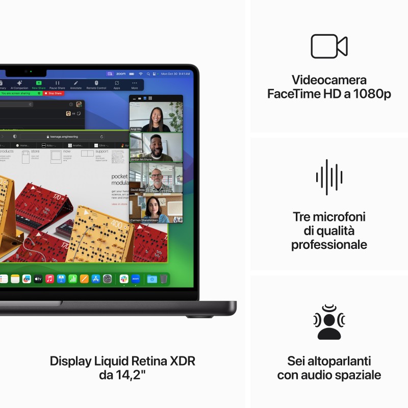 Apple MacBook Pro Ordinateur portable 36,1 cm (14.2") Apple M M3 Pro 18 Go 1 To SSD Wi-Fi 6E (802.11ax) macOS Sonoma Noir