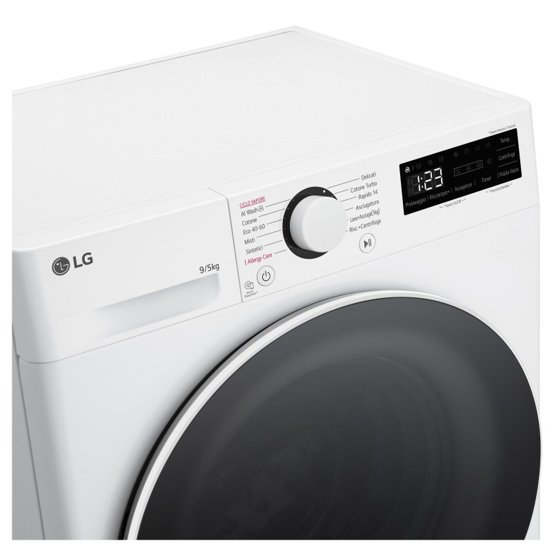 LG D2R5S09TSWW lavadora-secadora Independiente Carga frontal Blanco E