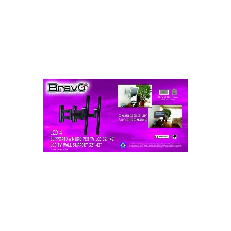 Bravo 92402559 Supporto TV a parete 106,7 cm (42") Nero