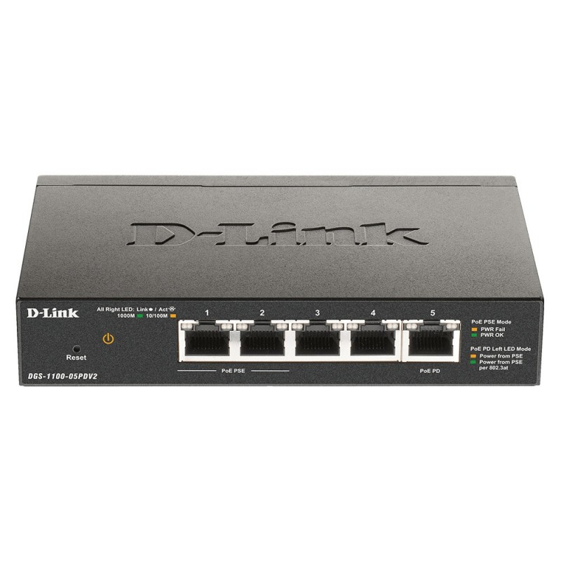 D-Link DGS-1100-05PDV2 network switch Managed Gigabit Ethernet (10 100 1000) Power over Ethernet (PoE) Black