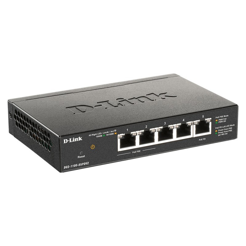 D-Link DGS-1100-05PDV2 Netzwerk-Switch Managed Gigabit Ethernet (10 100 1000) Power over Ethernet (PoE) Schwarz