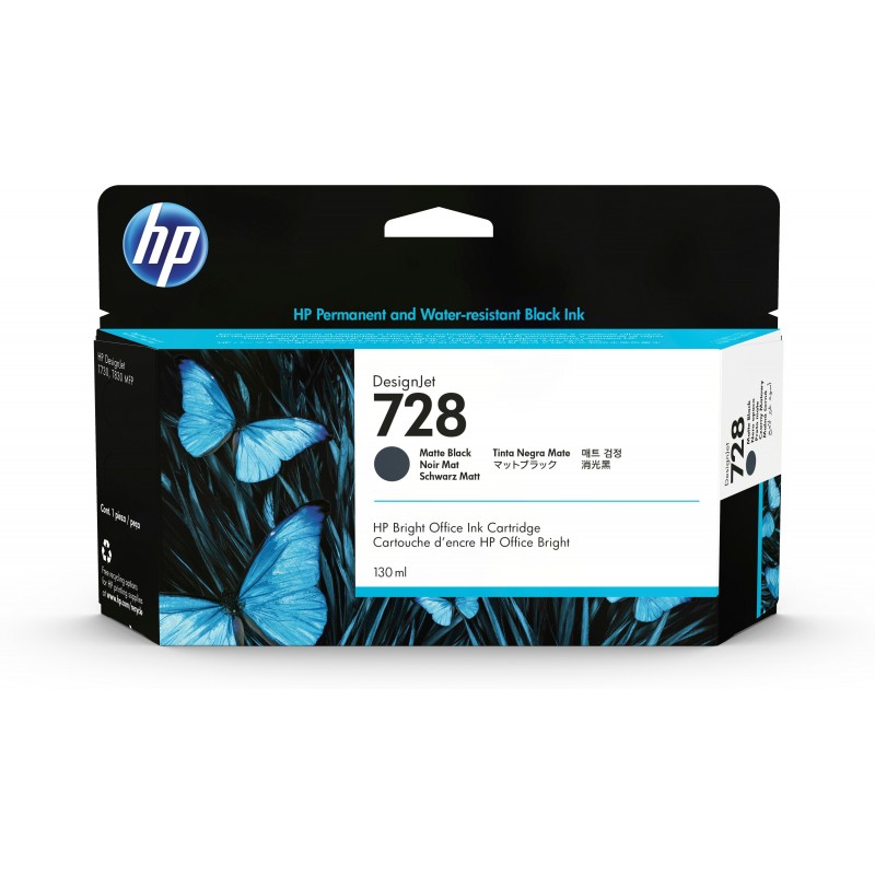 HP 728 130-ml Matte Black DesignJet Ink Cartridge Druckerpatrone 1 Stück(e) Original Standardertrag Mattschwarz