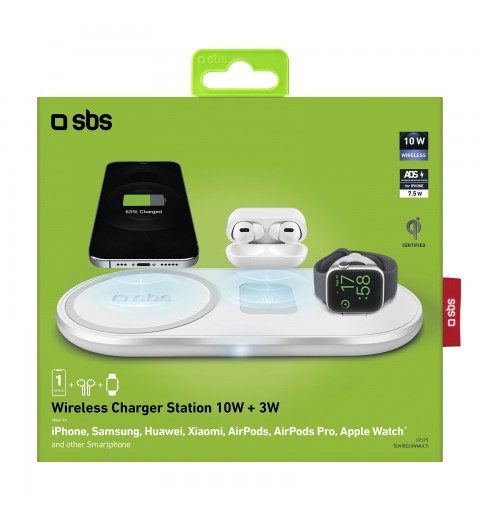 SBS TEWIRE20WMULTI cargador de dispositivo móvil Auriculares, Smartphone, Reloj inteligente Blanco USB Cargador inalámbrico