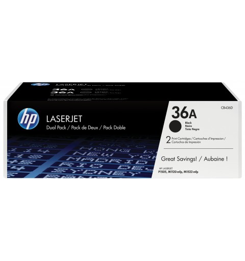 HP 36A 2-pack Black Original LaserJet Toner Cartridges