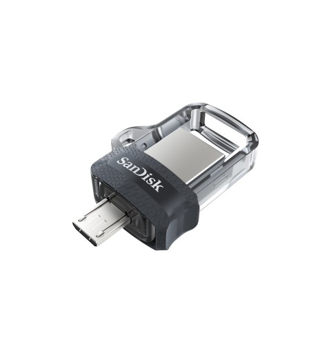 SanDisk Ultra Dual m3.0 lecteur USB flash 64 Go USB Type-A Micro-USB 3.2 Gen 1 (3.1 Gen 1) Noir, Argent, Transparent