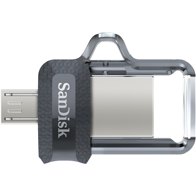 SanDisk Ultra Dual m3.0 lecteur USB flash 64 Go USB Type-A Micro-USB 3.2 Gen 1 (3.1 Gen 1) Noir, Argent, Transparent