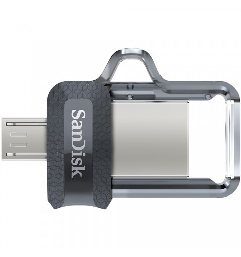 SanDisk Ultra Dual m3.0 lecteur USB flash 64 Go USB Type-A Micro-USB 3.2 Gen 1 (3.1 Gen 1) Noir, Argent, Transparent