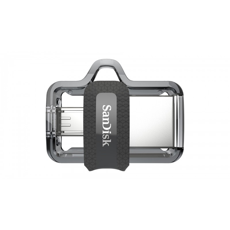 SanDisk Ultra Dual m3.0 lecteur USB flash 64 Go USB Type-A Micro-USB 3.2 Gen 1 (3.1 Gen 1) Noir, Argent, Transparent