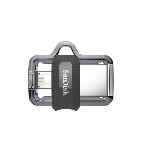 SanDisk Ultra Dual m3.0 USB flash drive 64 GB USB Type-A Micro-USB 3.2 Gen 1 (3.1 Gen 1) Black, Silver, Transparent