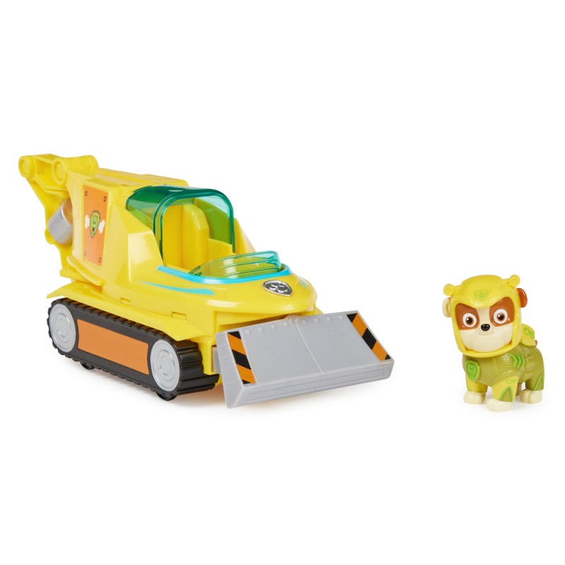 PAW Patrol , Aqua Pups - Basis Fahrzeug Spielzeugauto im Hammerhai-Design mit Rubble Welpenfigur