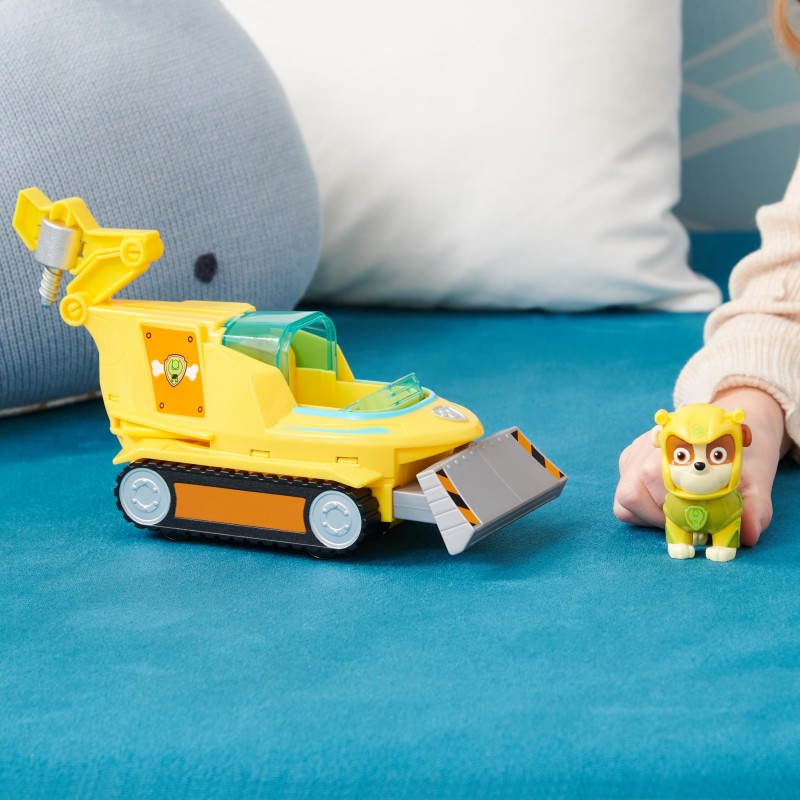 PAW Patrol , Aqua Pups - Basis Fahrzeug Spielzeugauto im Hammerhai-Design mit Rubble Welpenfigur