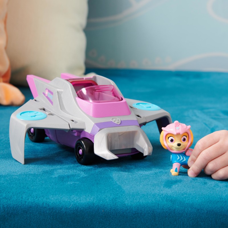 PAW Patrol , Aqua Pups - Basis Fahrzeug Spielzeugauto im Rochen-Design mit Skye Welpenfigur