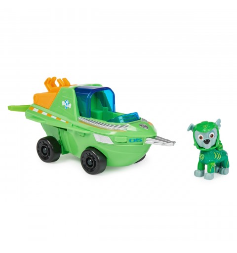 PAW Patrol PAT' PATROUILLE AQUA PUPS - Voiture + Figurine Rocky - Voiture Pat Patrouille Rocky - Figurine à Collectionner -