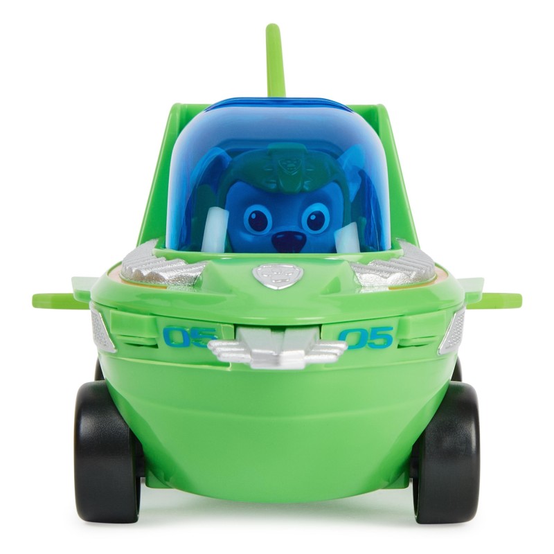 PAW Patrol PAT' PATROUILLE AQUA PUPS - Voiture + Figurine Rocky - Voiture Pat Patrouille Rocky - Figurine à Collectionner -