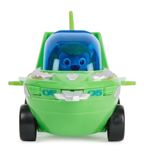 PAW Patrol PAT' PATROUILLE AQUA PUPS - Voiture + Figurine Rocky - Voiture Pat Patrouille Rocky - Figurine à Collectionner -