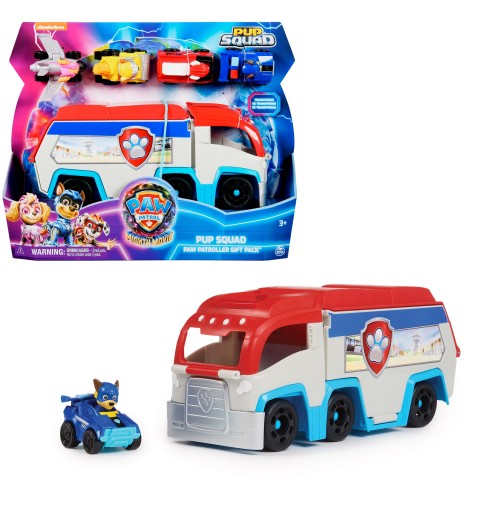 PAW Patrol PATRULLA CANINA - LA SUPERPELÍCULA - Camión de Juguete Pup Squad Patroller - con Coche de Juguete de Chase Patrulla