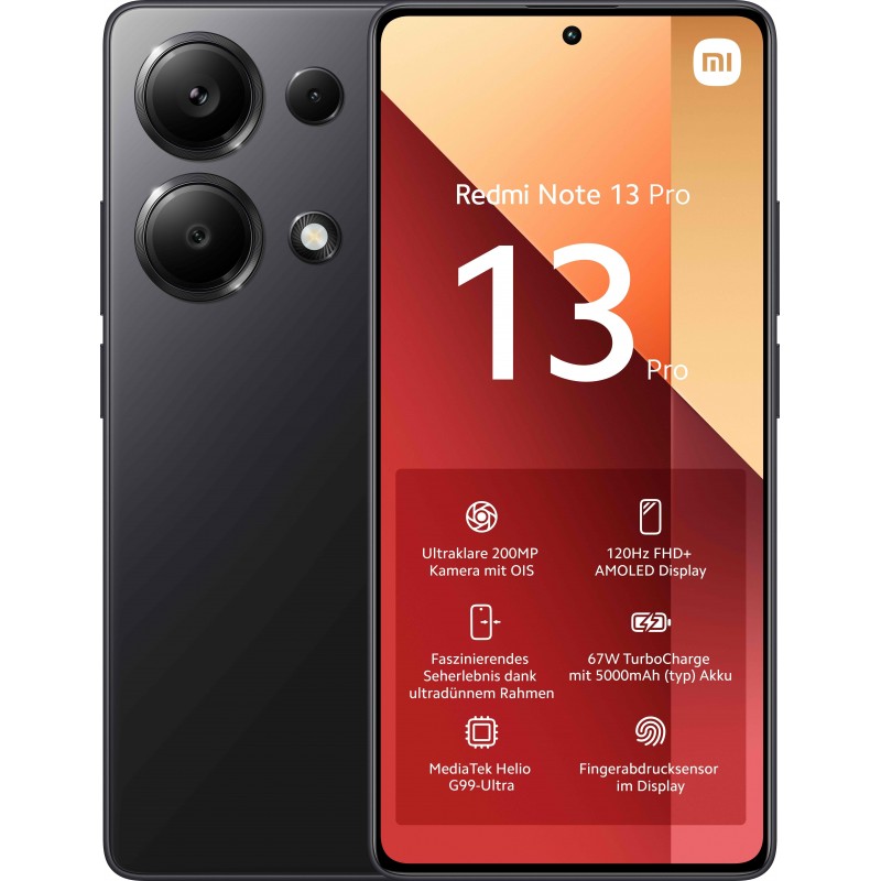 Xiaomi Redmi Note 13 Pro 16,9 cm (6.67") Double SIM Android 13 4G USB Type-C 8 Go 256 Go 5000 mAh Noir