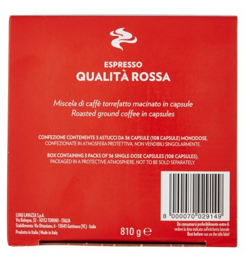 Lavazza Qualità Rossa Kaffeekapsel Medium geröstet 108 Stück(e)