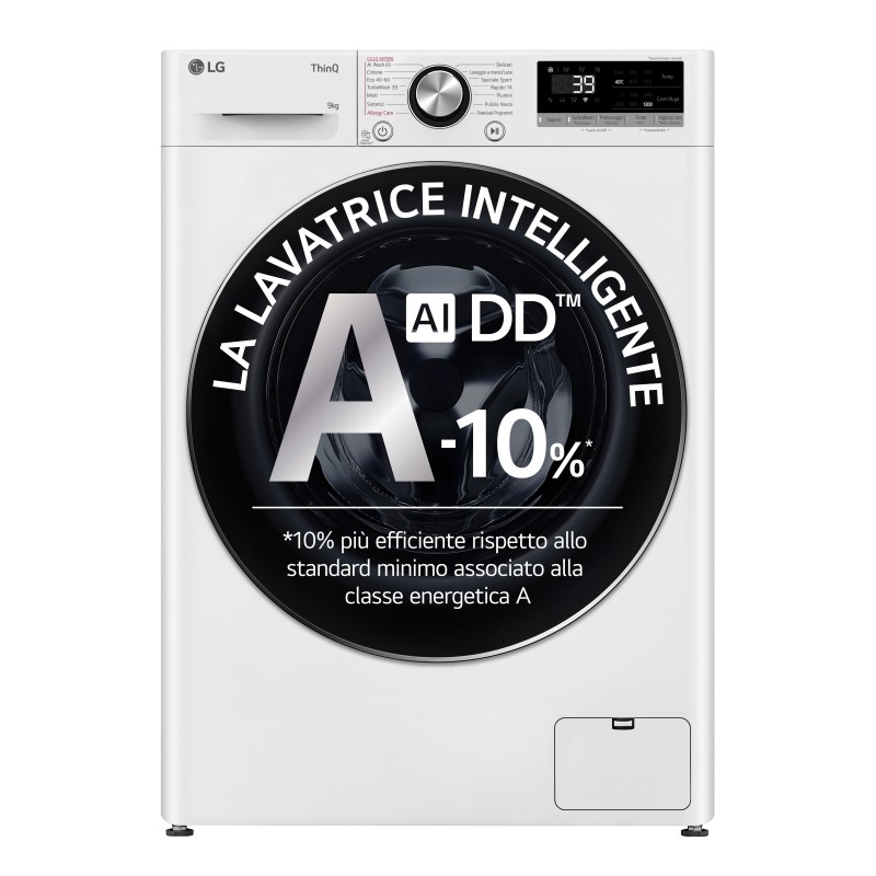 LG F2R7S09TSWC washing machine Front-load 9 kg 1200 RPM White