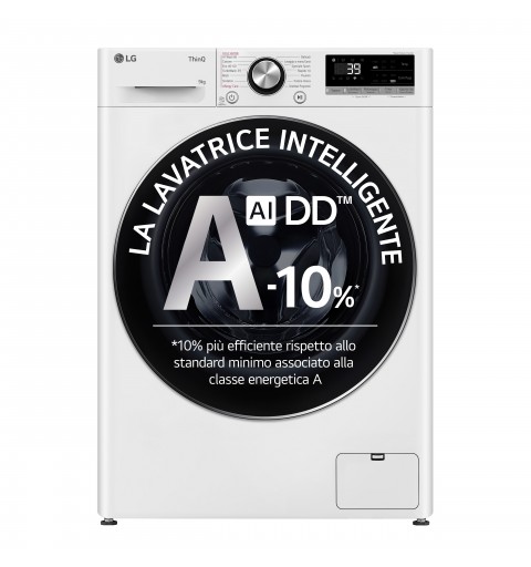 LG F2R7S09TSWC Lavatrice 9kg AI DD, Classe A-10%, 1200 giri, TurboWash, Vapore,Wi-Fi