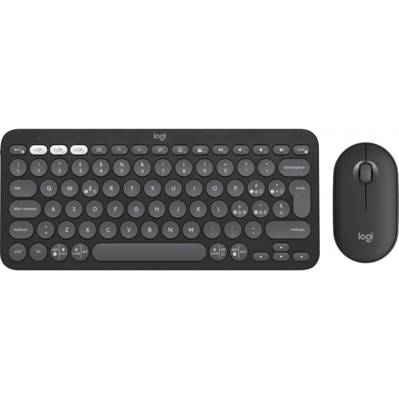 Logitech Pebble 2 Combo tastiera Mouse incluso RF senza fili + Bluetooth QWERTY Italiano Grafite