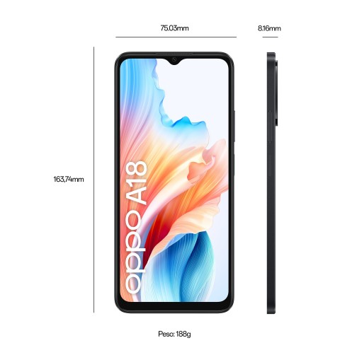 OPPO A18 16,7 cm (6.56") Double SIM Android 13 4G USB Type-C 4 Go 128 Go 5000 mAh Noir