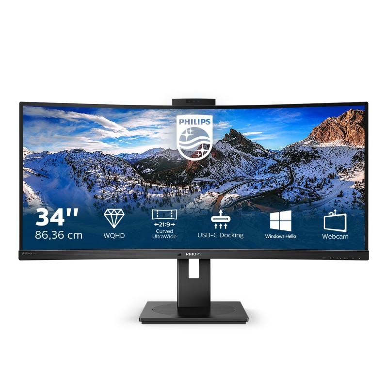 Philips P Line 346P1CRH 00 LED display 86,4 cm (34") 3440 x 1440 Pixel UltraWide Quad HD Schwarz