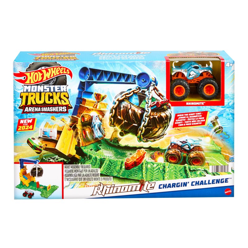 Hot Wheels Monster Trucks – Coffret Arena Smashers Défi Chargement Rhinomite