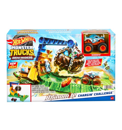 Hot Wheels Monster Trucks – Coffret Arena Smashers Défi Chargement Rhinomite