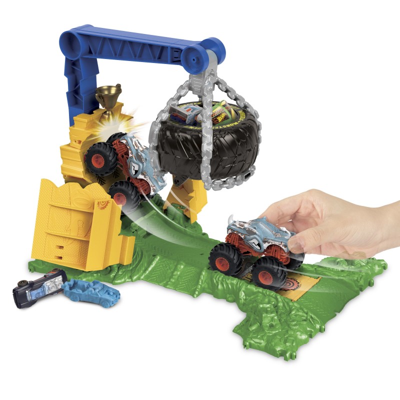 Hot Wheels Monster Trucks – Coffret Arena Smashers Défi Chargement Rhinomite