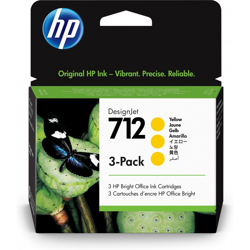 HP Paquete de 3 cartuchos de Tinta DesignJet 712 amarillo de 29 ml