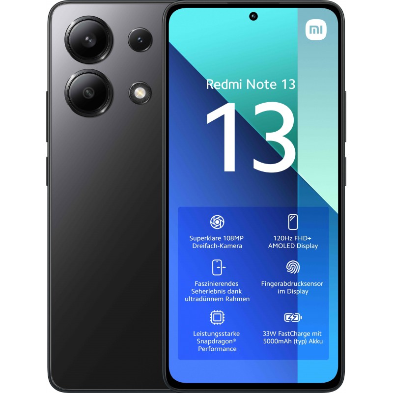 Xiaomi Redmi Note 13 16,9 cm (6.67") Double SIM hybride Android 13 4G USB Type-C 6 Go 128 Go 5000 mAh Noir