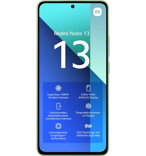 Xiaomi Redmi Note 13 16,9 cm (6.67") Double SIM hybride Android 13 4G USB Type-C 6 Go 128 Go 5000 mAh Vert, Couleur menthe