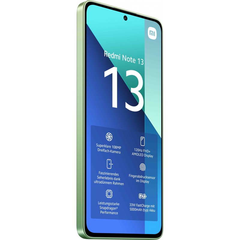 Xiaomi Redmi Note 13 16,9 cm (6.67") Double SIM hybride Android 13 4G USB Type-C 6 Go 128 Go 5000 mAh Vert, Couleur menthe