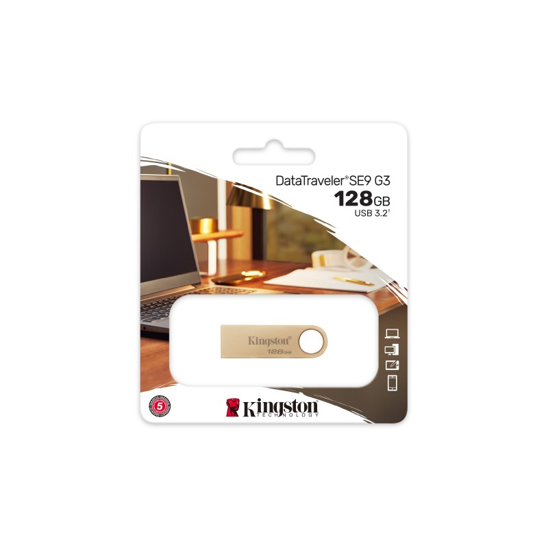 Kingston Technology DataTraveler SE9 G3 unidad flash USB 128 GB USB tipo A 3.2 Gen 1 (3.1 Gen 1) Oro