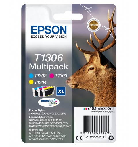 Epson Stag Multipack 3-colours T1306 DURABrite Ultra Ink