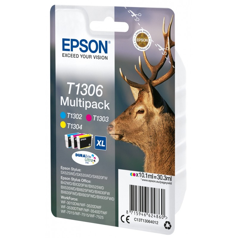 Epson Stag Multipack 3-colours T1306 DURABrite Ultra Ink