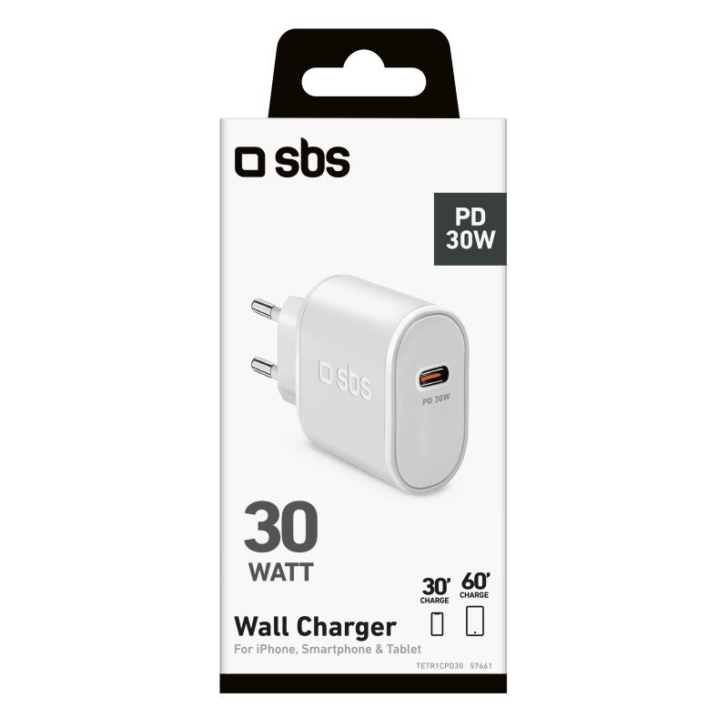 SBS TETR1CPD30 chargeur d'appareils mobiles Universel Blanc Secteur Intérieure