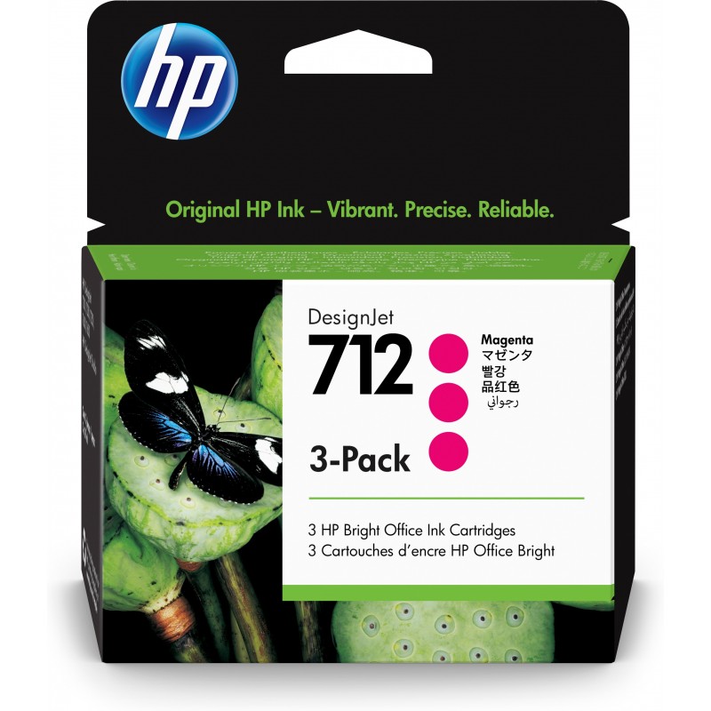 HP 712 3er-Pack Magenta DesignJet Druckerpatrone, 29 ml