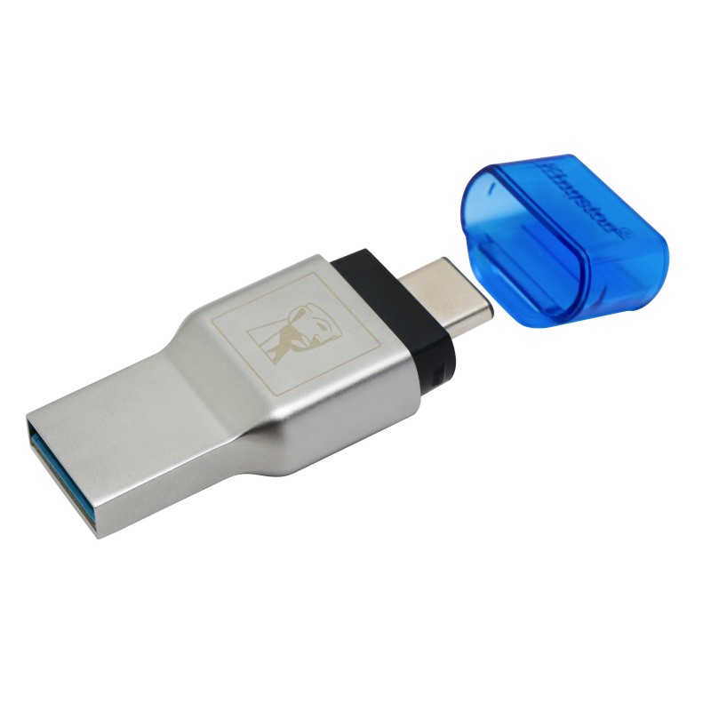 Kingston Technology MobileLite Duo 3C card reader USB 3.2 Gen 1 (3.1 Gen 1) Type-A Type-C Blue, Silver