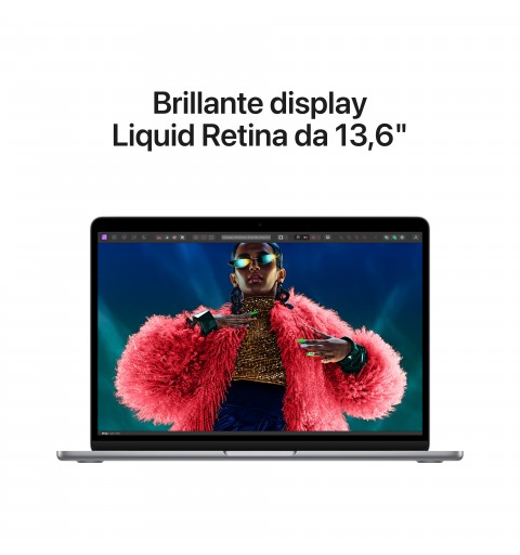 Apple MacBook Air Portátil 34,5 cm (13.6") Apple M M3 8 GB 256 GB SSD Wi-Fi 6E (802.11ax) macOS Sonoma Gris