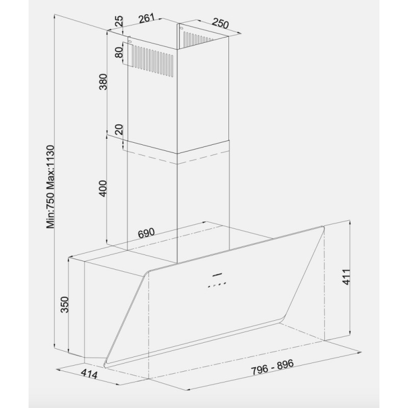 Silverline 3457 SOHO Wandmontiert Schwarz 627 m³ h A